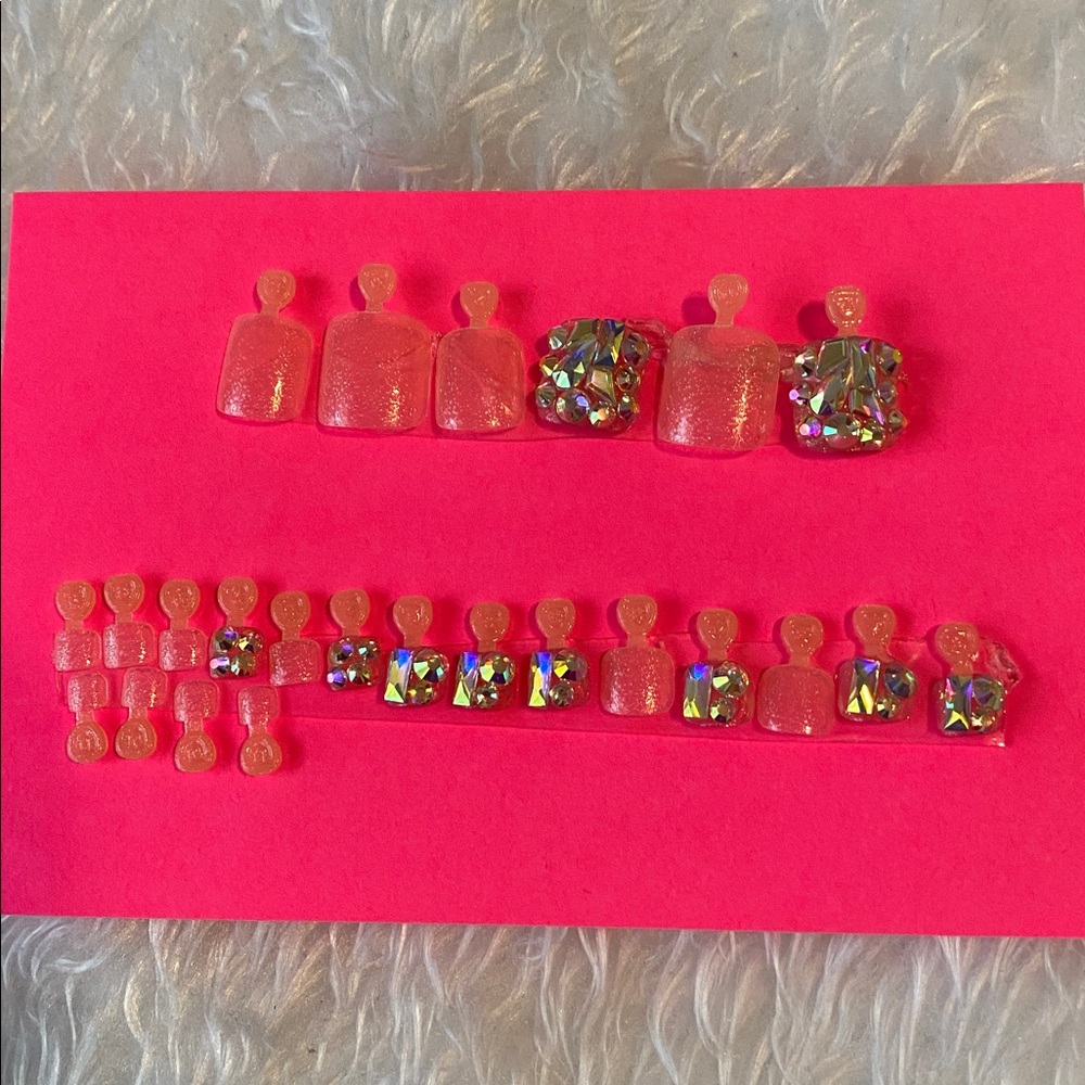 Pink and Iridescent Toe Nail Set